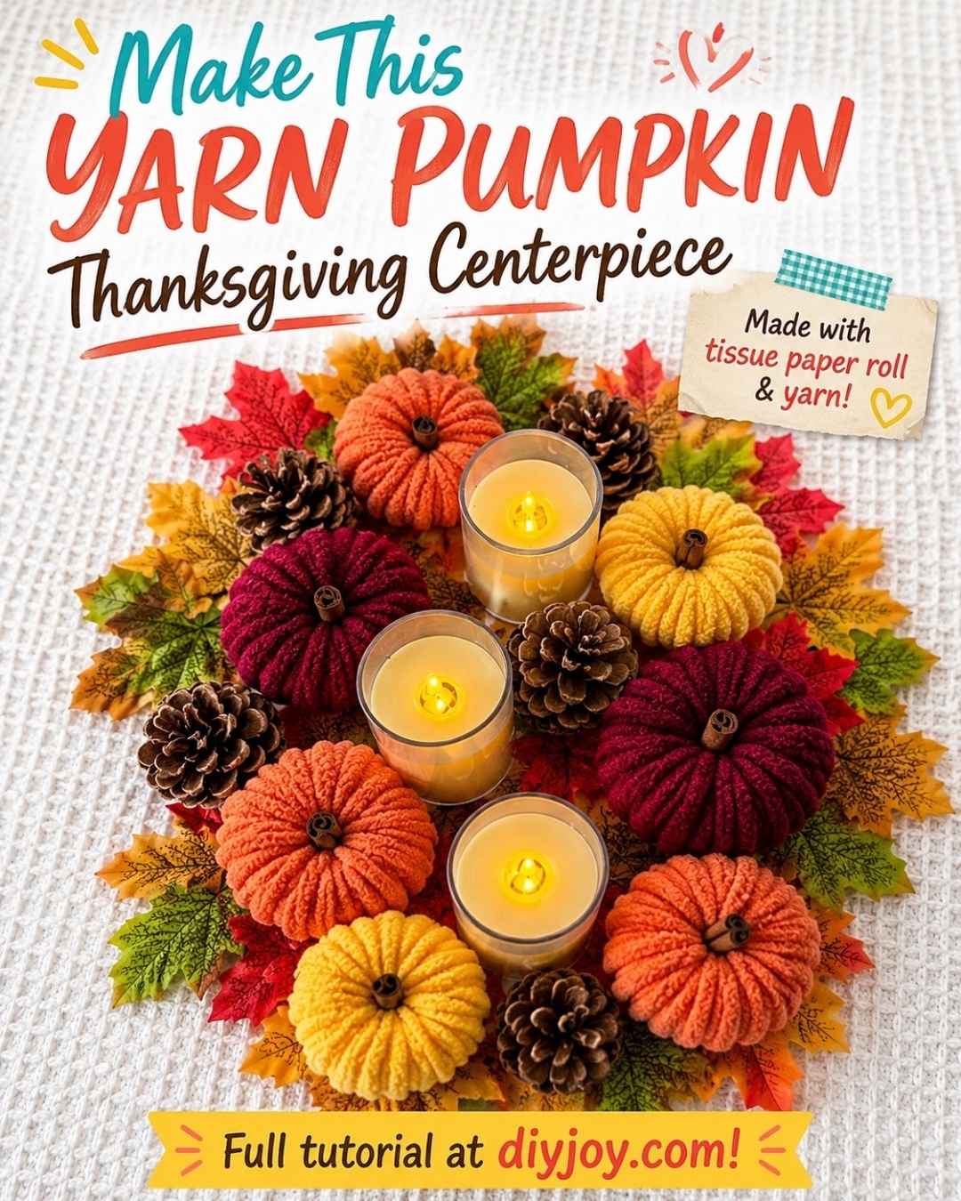 Pumpkin Crafts - finished yarn pumpkins styled for fall decor