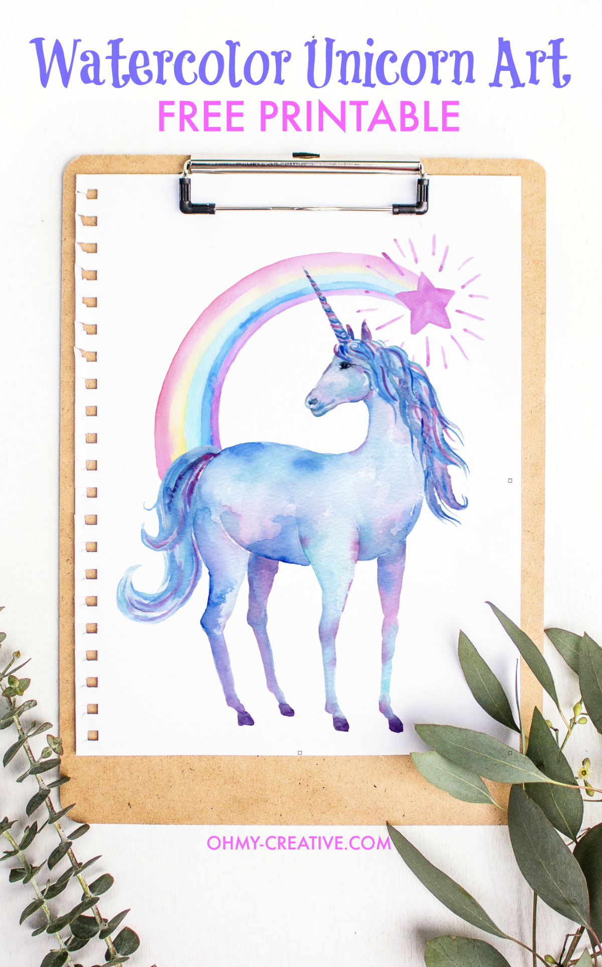 Watercolor Unicorn Free Printable Printable Wall Art Idea Watercolor Unicorn Free Printable, a printable wall art, easy to fit into a busy afternoon and an idea worth saving for later