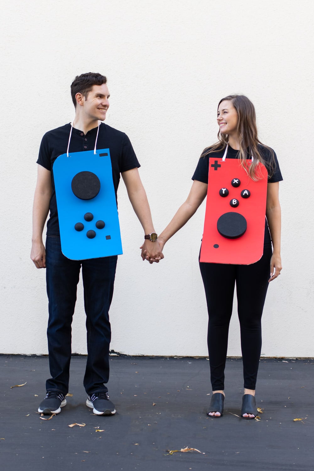 DIY Nintendo Switch Couples Costume, a duo halloween idea, quick enough to pull together with stuff already in the closet