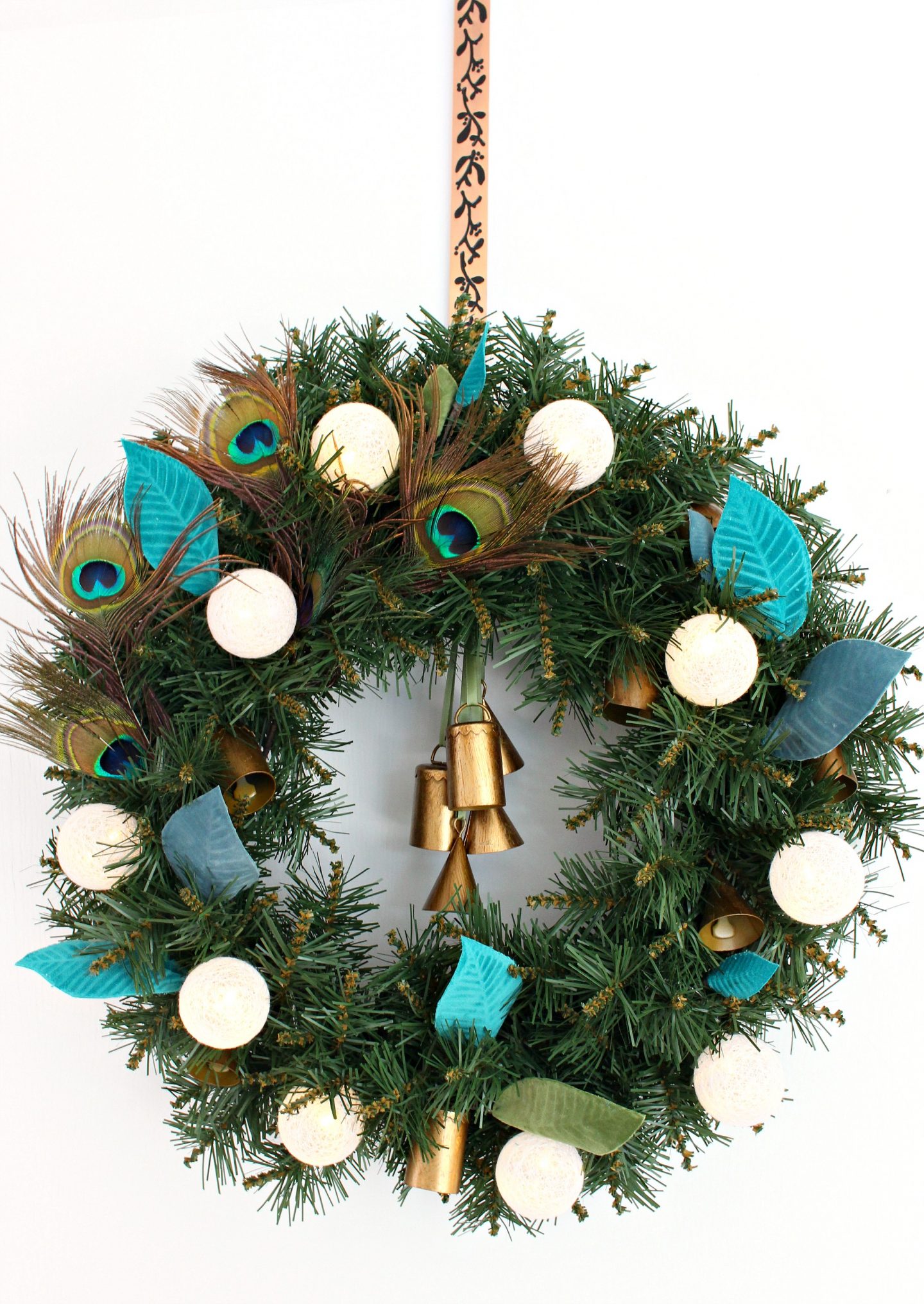 Boho wreath made with embossed velvet fabric leaves, fall front door decor