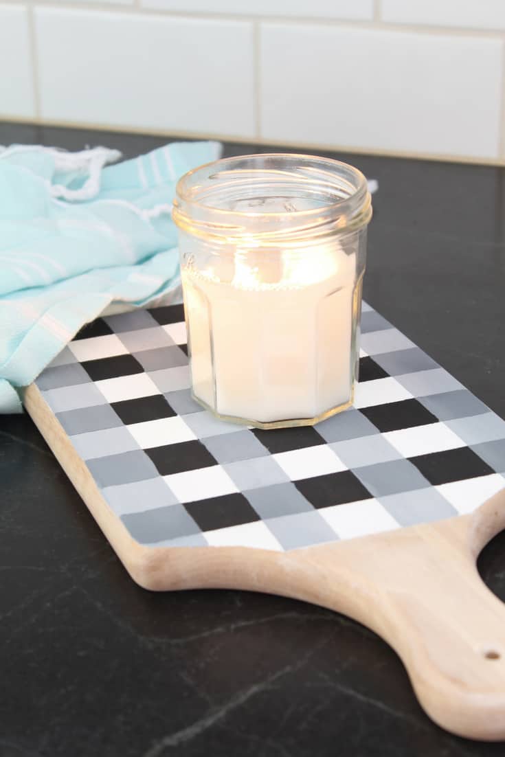 Hand-painted buffalo check pattern tray for fall home decor