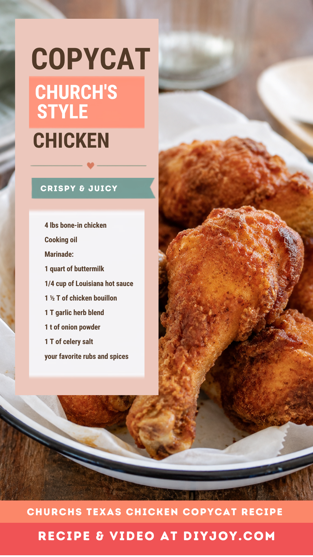 Copycat Church's Fried Chicken - crispy juicy bone-in fried chicken in a basket