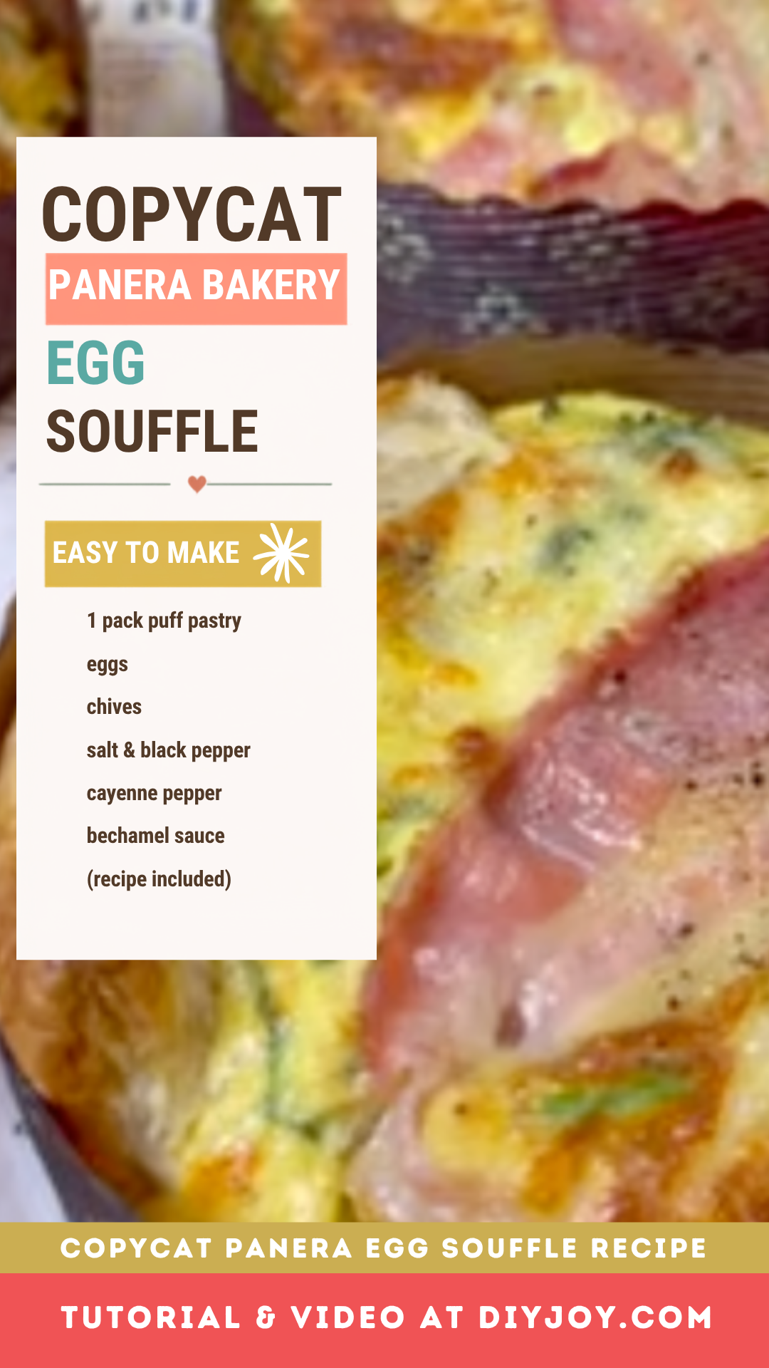 Copycat Panera Egg Souffle - flaky puff pastry egg souffle with bacon and cheese