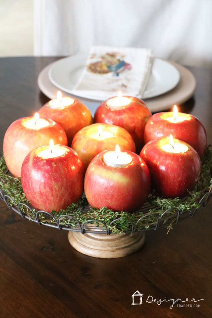 Handmade apple project, paper or fabric craft inspiration and creative seasonal tutorial, featuring apple candles