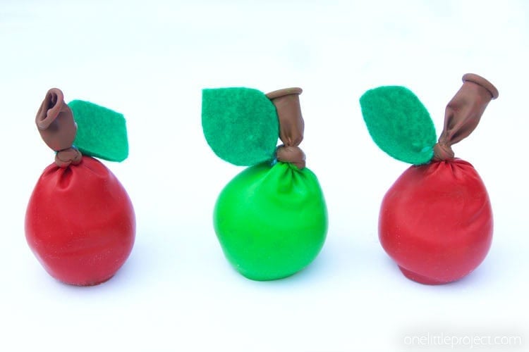 Fall apple decor with creative seasonal tutorial and easy classroom project, focused on the finished apple balloons