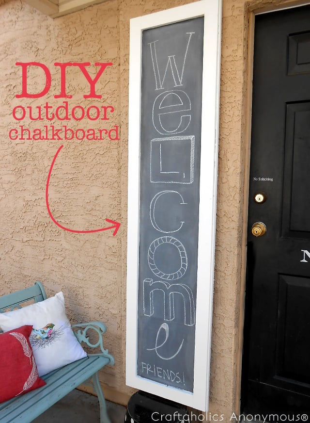 DIY Chalkboard Welcome Sign, an idea that is easy to recreate at home and a project that makes a great weekend activity