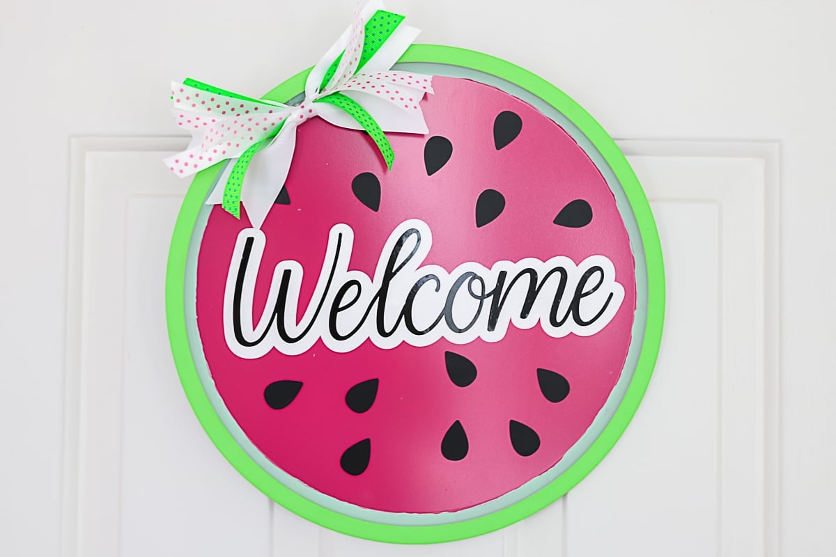DIY Watermelon Door Wreath, one of the best summer decor ideas on this list and one worth pinning for later