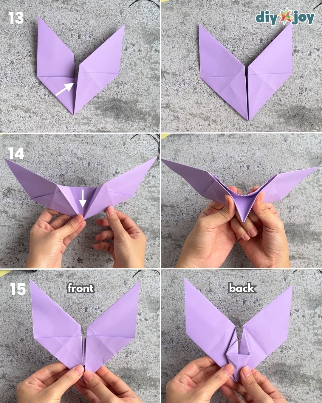 DIY paper bat step 5, folding the bottom edge up to the crease