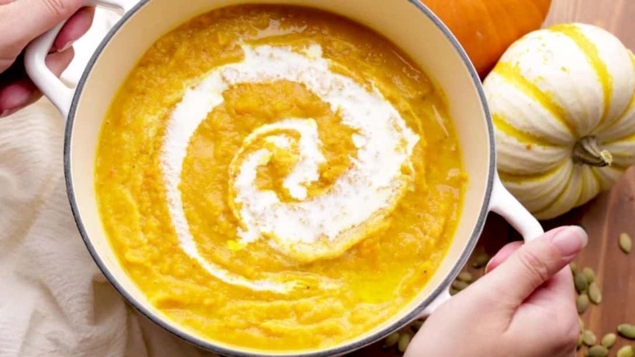 Pumpkin Recipes For Fall Creamy Roasted Pumpkin Soup Savory Cozy Fall Soup