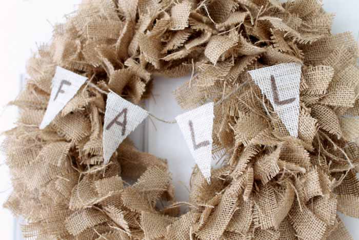 DIY fall decor with easy seasonal craft and creative harvest display, featuring the finished fall burlap wreath