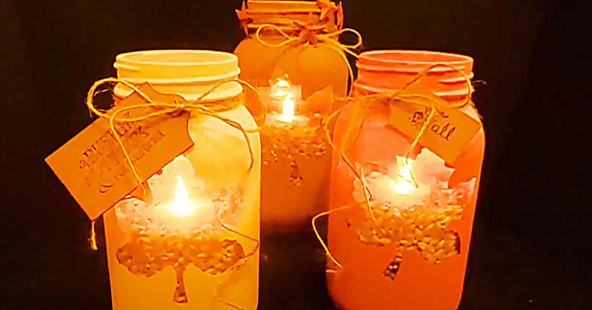Mason Jar Projects for Fall Fall Leaf Mason Jar Candle Holders Warm Autumn Decor