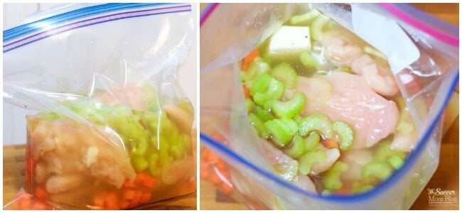 Make-ahead chicken soup freezer meal for busy fall weeknights