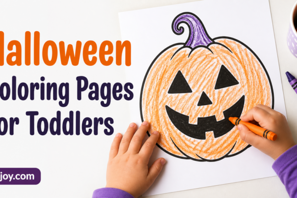 Halloween coloring pages for toddlers - free printable set to color at home - a big, simple toddler Halloween coloring page with thick outlines