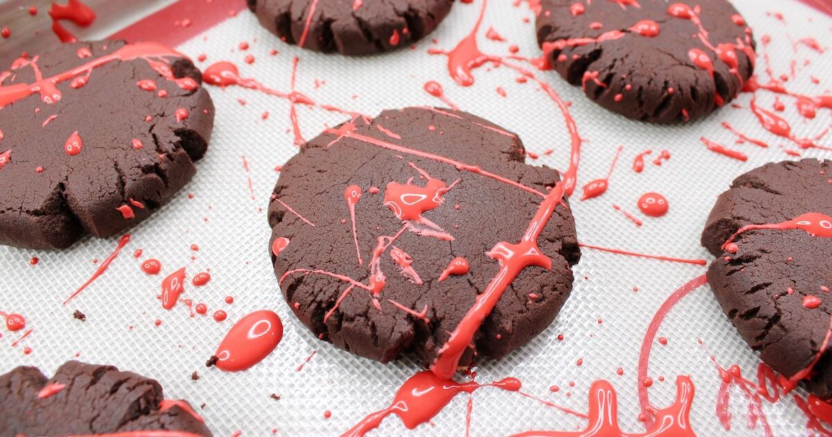 Party dessert project, spooky sugar-treat design and no-fuss dessert-table idea, featuring blood spatter treat