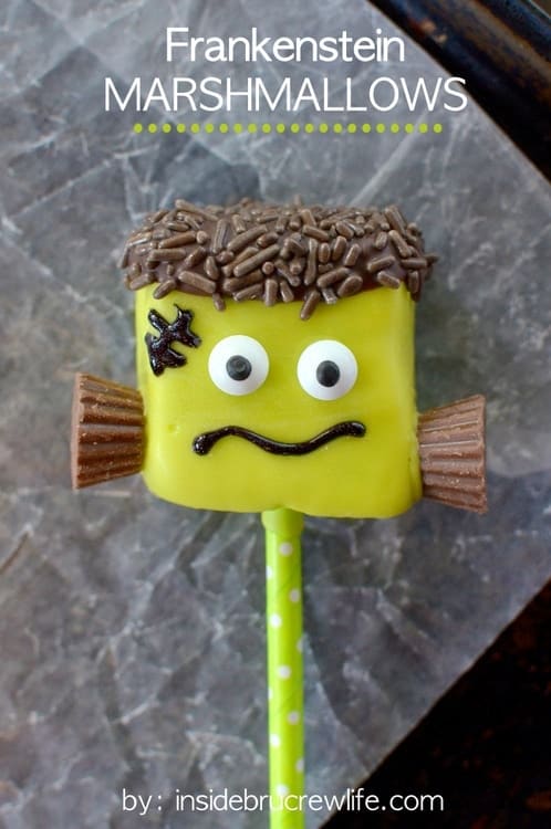 Spooky dessert idea, savory or sweet party dish and festive appetizer inspiration, focused on frankenstein marshmallow pops
