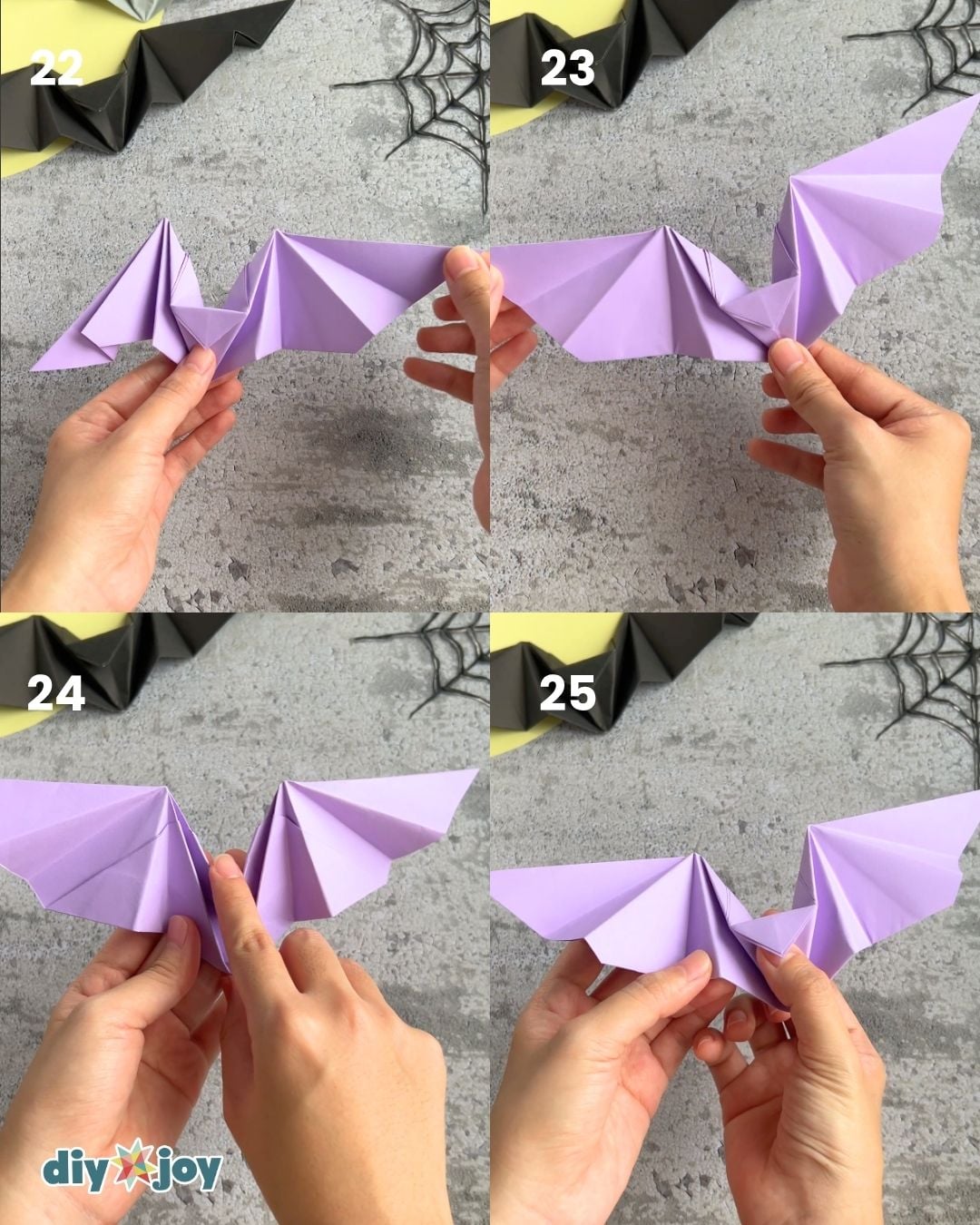 How to make a paper bat, step 8 folding the right side in