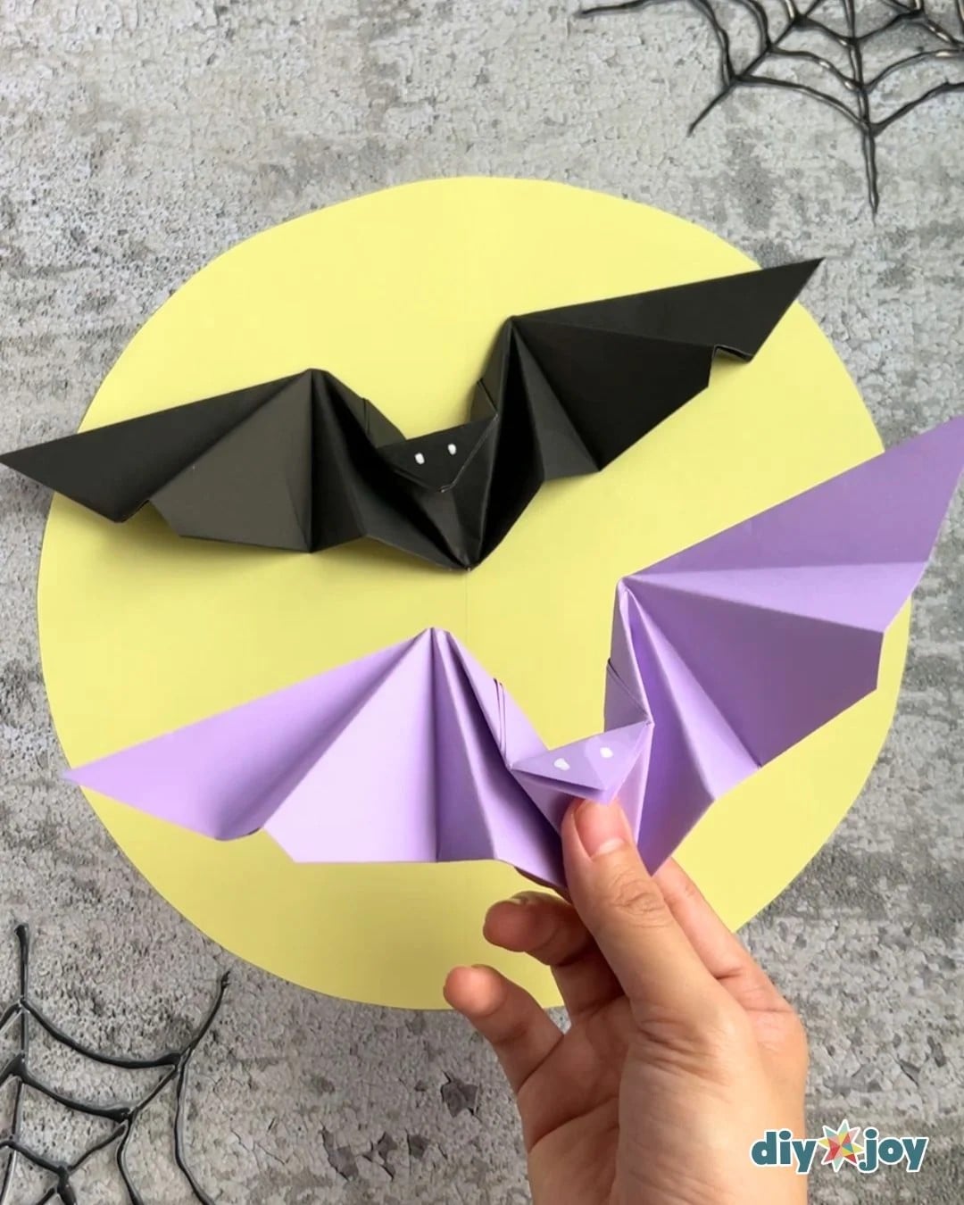 Paper bat origami finished and standing upright