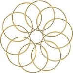 Set of thin gold four-inch metal craft rings used as the round base for beaded Christmas wreath ornaments