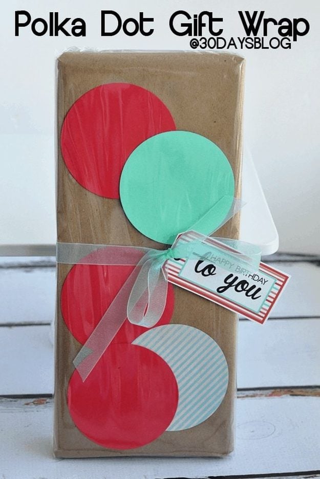 How to Wrap a Gift Wrapping Ideas - Punched Polka Dot Gift Wrap - punched polka dot gift wrap
