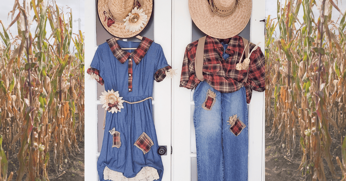 DIY Couples Scarecrow Costumes, simple enough to put on in under ten minutes and a duo everyone wants a photo with