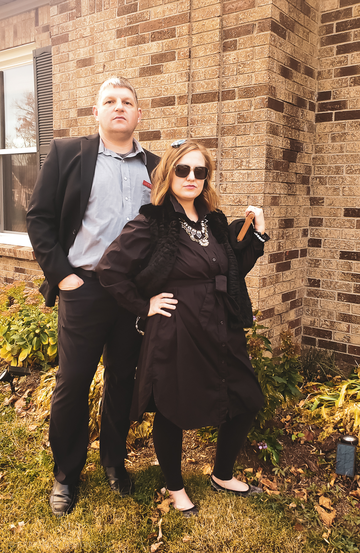 Johnny and Moira Rose Costume, a duo halloween idea, forgiving enough to improvise if a piece is missing