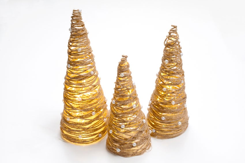 Twine Cone Christmas Trees, one of the prettier picks from this roundup and a project worth repeating every year