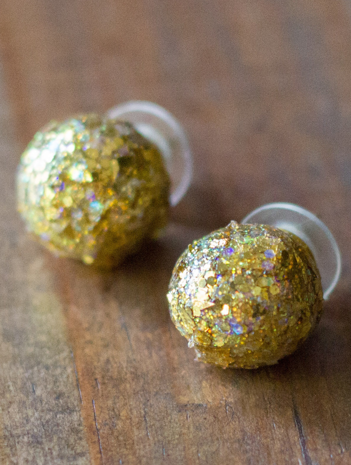 Gold Glitter Ball Stud Earrings, an affordable way to try a trending jewelry style and worth bookmarking