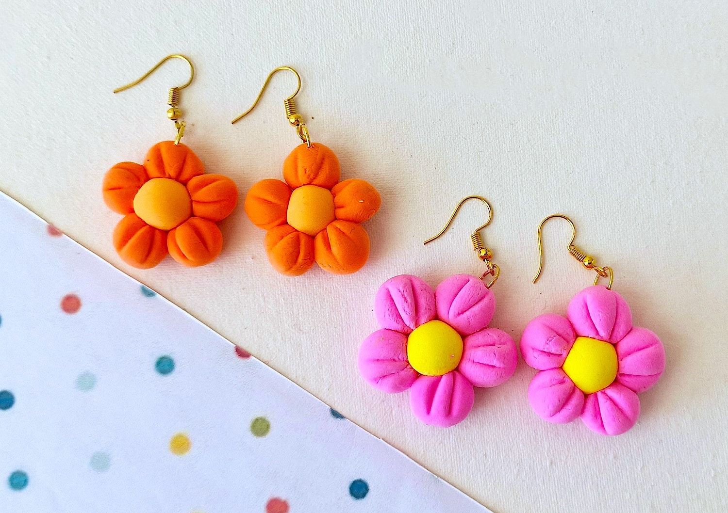 Clay Flower Dangle Earrings, a simple technique that still looks professionally made and a project worth repeating