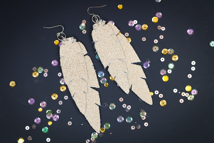 Glitter Faux Leather Feather Earrings, a diy earring idea, great for building a one of a kind jewelry collection