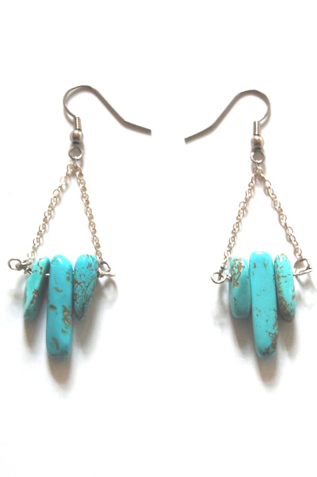 Turquoise Spike Drop Earrings, a fun weekend project for a first time jewelry maker and worth trying soon