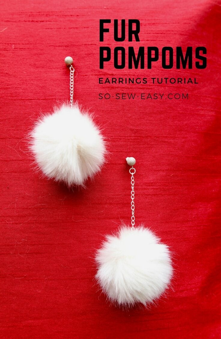 Faux Fur Pom Pom Earrings, a diy earring idea, a stylish piece that costs far less than a boutique version