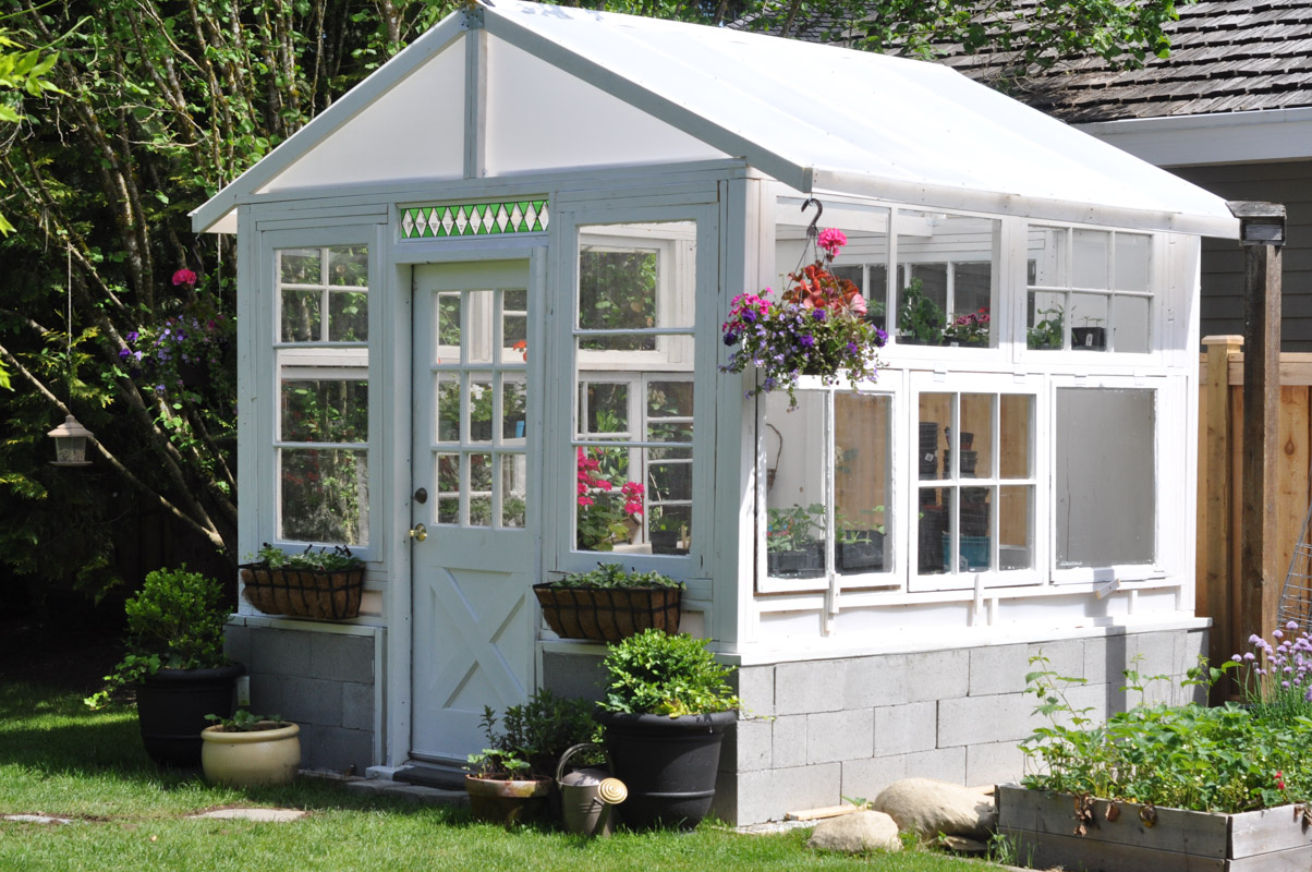 Greenhouse Built From Vintage Windows, an affordable way to try something new and a quick idea that comes together fast