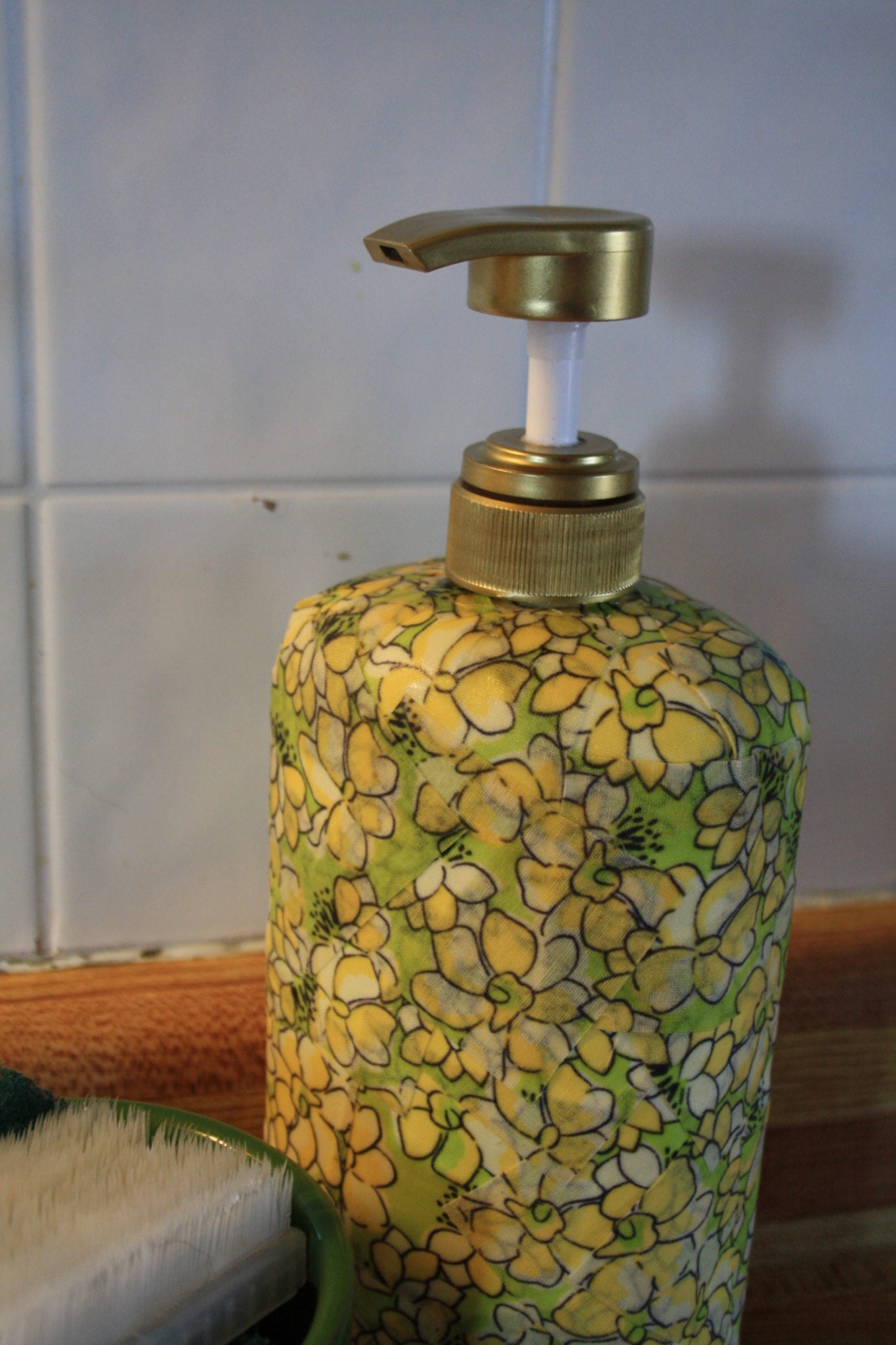 Fabric Covered Soap Pump DIY Idea Fabric Covered Soap Pump, a diy soap dispenser idea, made with supplies from the craft or hardware store