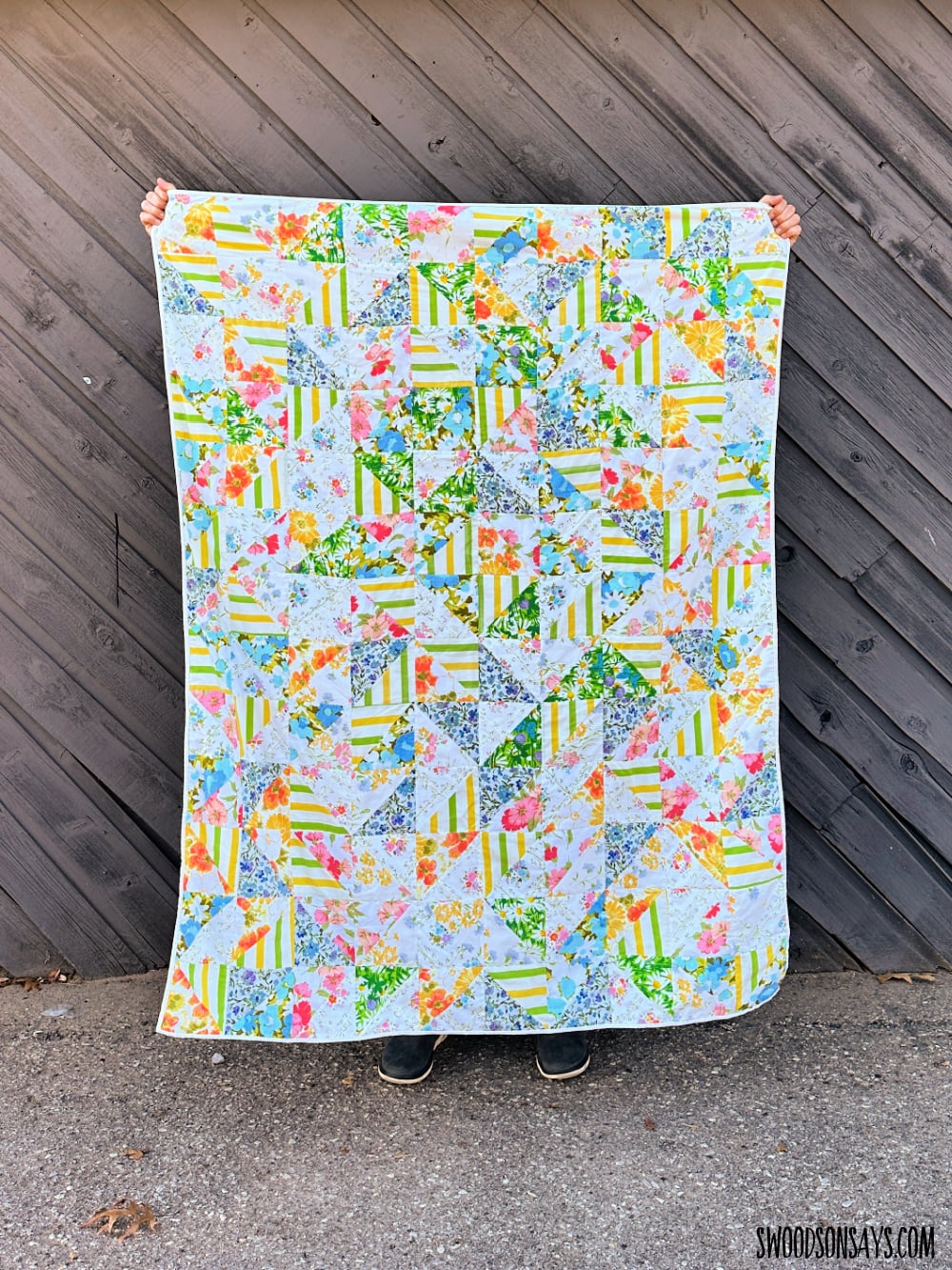 Quilt Made From Vintage Sheets DIY Quilt Idea Quilt Made From Vintage Sheets, simple to scale to fit almost any space and a satisfying finish for not much work