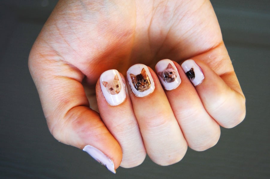 Cat Face Nail Decals, a budget friendly way to change up your nails and a pretty design perfect for a night out