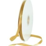 Spool of thin gold satin ribbon for hanging folded paper ornaments, the finishing touch on this DIY Christmas decor