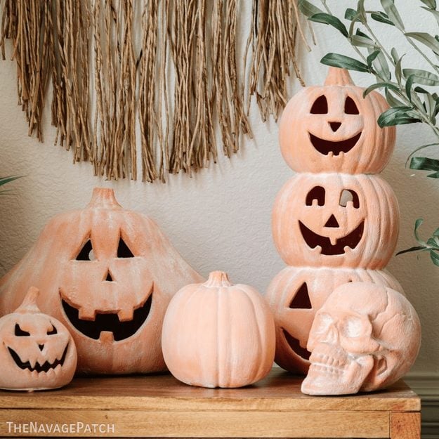 31 Pumpkin Decorating Ideas To Make This Fall - DIY Faux Terracotta Pumpkins - Easy DIY Pumpkin Decor Ideas for Home, Yard, Outdoors - Cool Pumpkin Decorating Ideas for Adults and Kids Party, Creative Crafts With Paint, Glitter and No Carve Projects for Halloween 